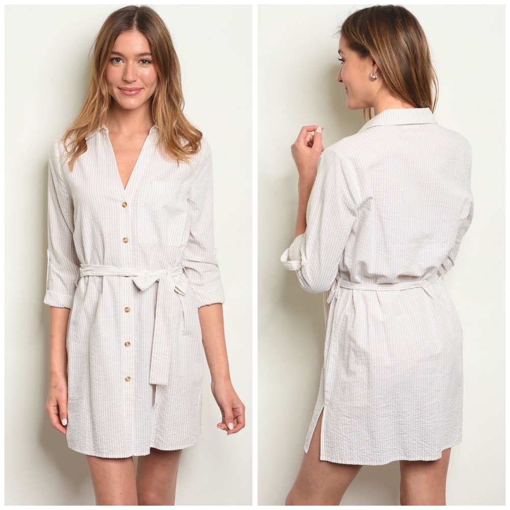 Button-Front Dress - Taupe - Picture 3 of 3